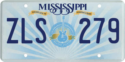 MS license plate ZLS279