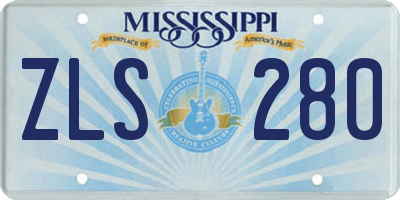 MS license plate ZLS280