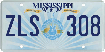 MS license plate ZLS308
