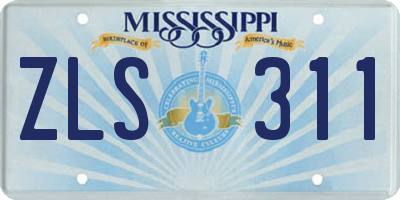 MS license plate ZLS311