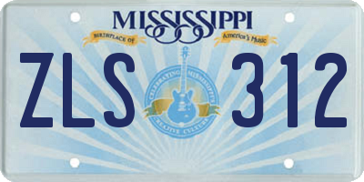 MS license plate ZLS312