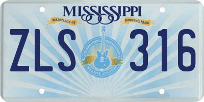 MS license plate ZLS316