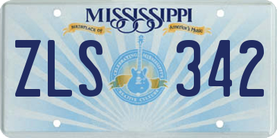 MS license plate ZLS342