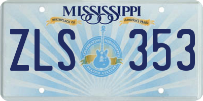 MS license plate ZLS353