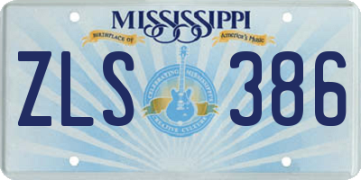 MS license plate ZLS386