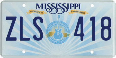 MS license plate ZLS418