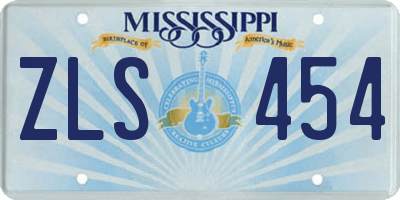 MS license plate ZLS454