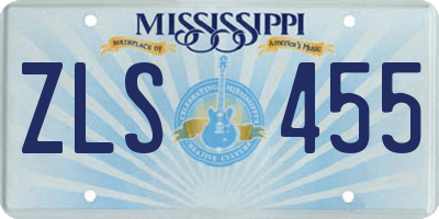 MS license plate ZLS455