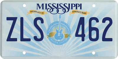 MS license plate ZLS462