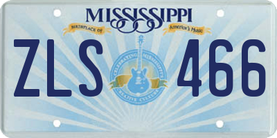 MS license plate ZLS466