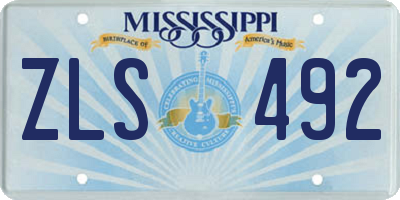 MS license plate ZLS492