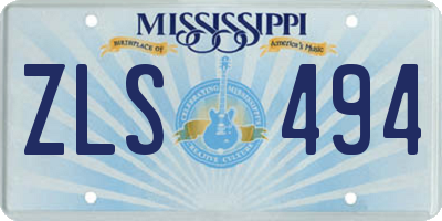 MS license plate ZLS494