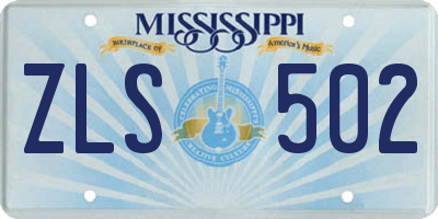 MS license plate ZLS502