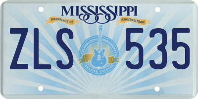 MS license plate ZLS535