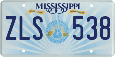 MS license plate ZLS538