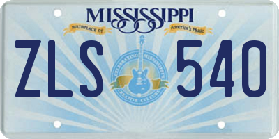 MS license plate ZLS540