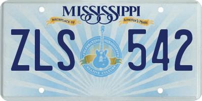 MS license plate ZLS542