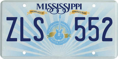 MS license plate ZLS552