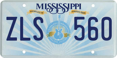 MS license plate ZLS560