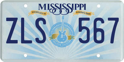 MS license plate ZLS567