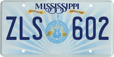 MS license plate ZLS602