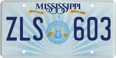 MS license plate ZLS603