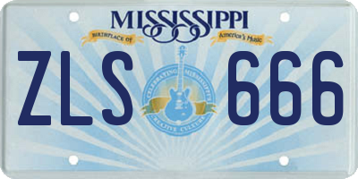 MS license plate ZLS666