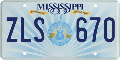 MS license plate ZLS670