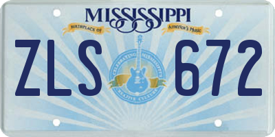 MS license plate ZLS672