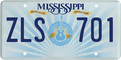 MS license plate ZLS701