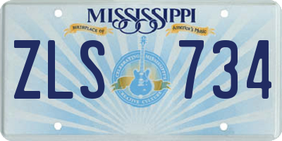 MS license plate ZLS734