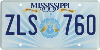 MS license plate ZLS760