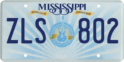 MS license plate ZLS802