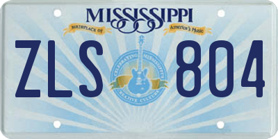 MS license plate ZLS804