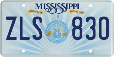 MS license plate ZLS830