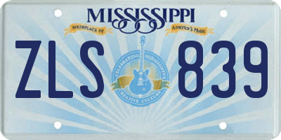 MS license plate ZLS839