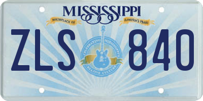 MS license plate ZLS840