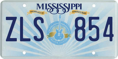 MS license plate ZLS854