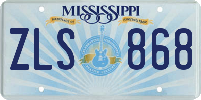MS license plate ZLS868