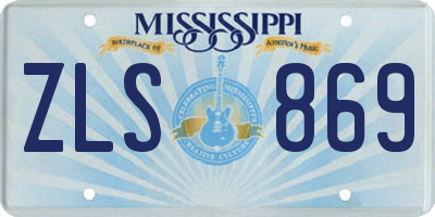 MS license plate ZLS869