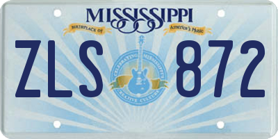 MS license plate ZLS872