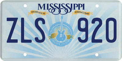 MS license plate ZLS920