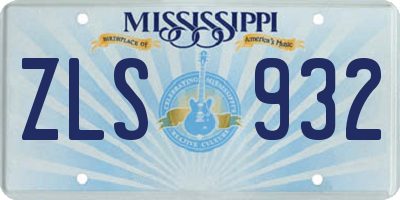 MS license plate ZLS932