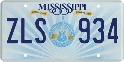 MS license plate ZLS934