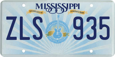 MS license plate ZLS935
