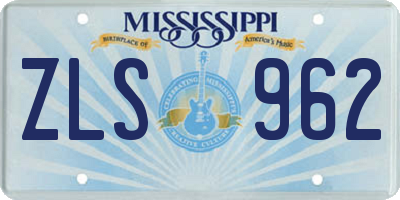 MS license plate ZLS962