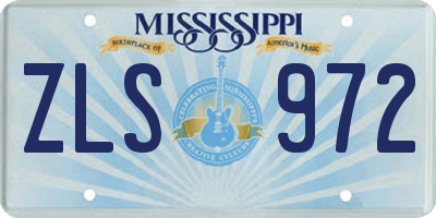 MS license plate ZLS972