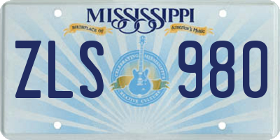 MS license plate ZLS980