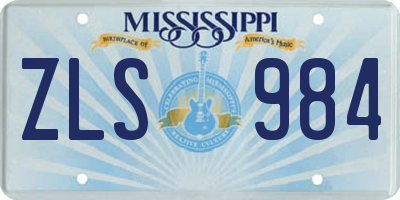 MS license plate ZLS984