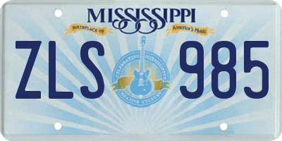MS license plate ZLS985